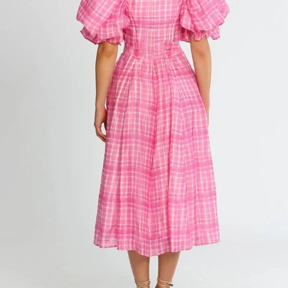 Aje Bungalow Pleated Puff Sleeve dress SZ Medium - Picture 3 of 8